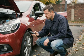 Mécanicien inspectant une Renault Clio 4 avec un scanner OBD2 pour diagnostiquer un problème de Stop and Start