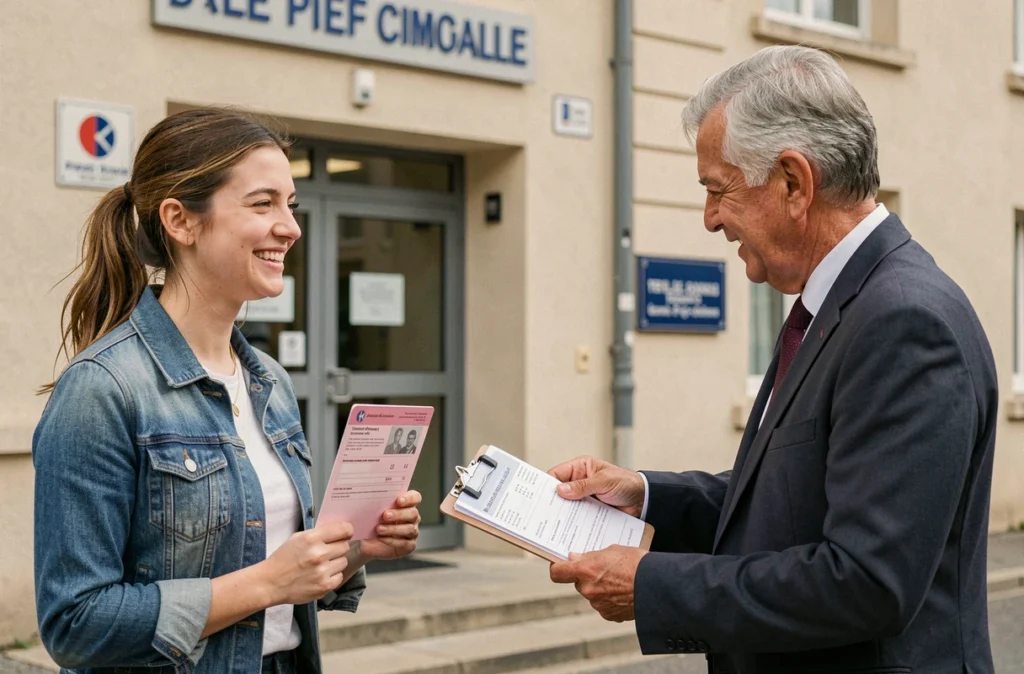 Une jeune femme reçoit ses résultats d'examen de conduite avec un taux de réussite élevé dans une auto-école en Moselle