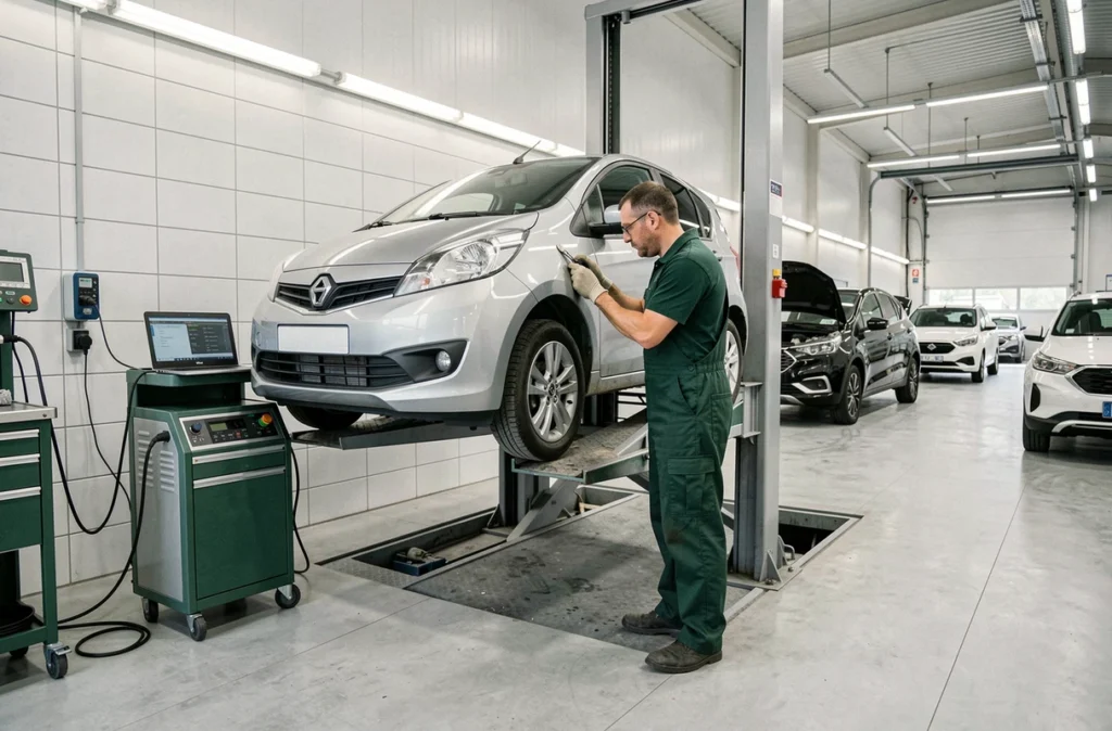 Technicien réalisant un entretien multimarque au garage Planuya dans les Pyrénées-Atlantiques